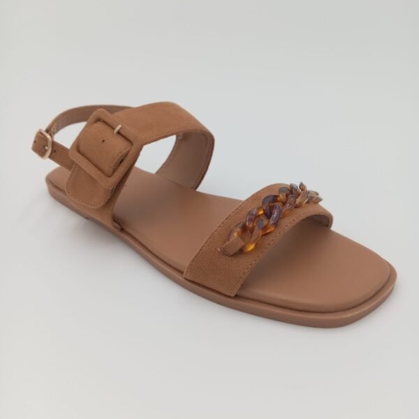 Sandales femme Aniston camel à boucle et détail chaîne – Pointure 39