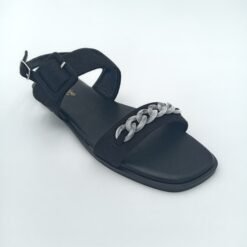 Sandales femme Aniston noir à boucle et détail chaîne – Pointure 39