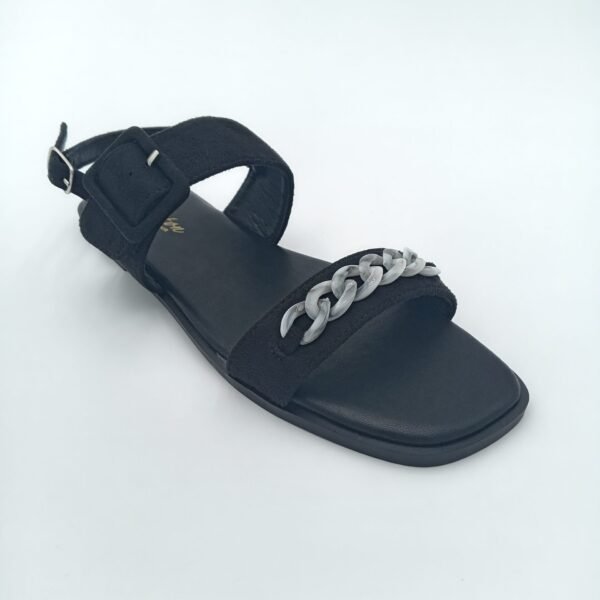 Sandales femme Aniston noir à boucle et détail chaîne – Pointure 39
