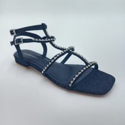 Sandales Cosmoparis Horia – Bleu Denim & Strass – Pointure 37