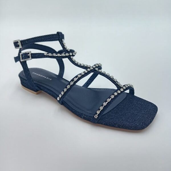 Sandales Cosmoparis Horia – Bleu Denim & Strass – Pointure 37