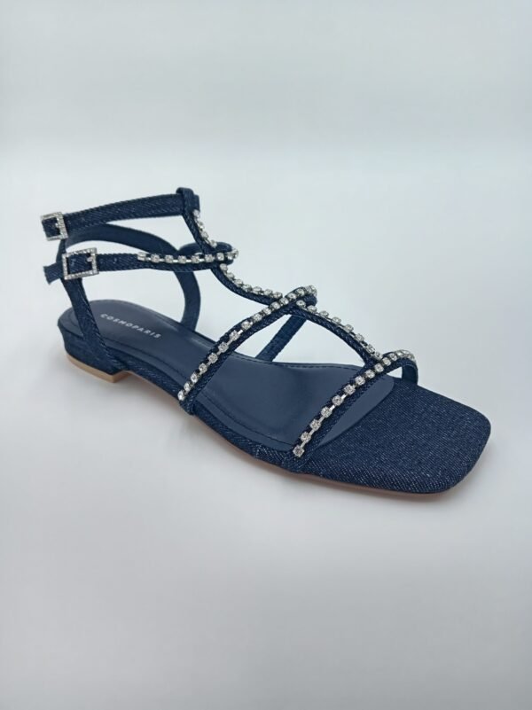 Sandales Cosmoparis Horia – Bleu Denim & Strass – Pointure 37