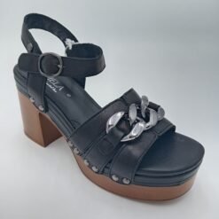 Sandales Carmela Cuir Noir Femme – Talon 10 cm – Pointure 40