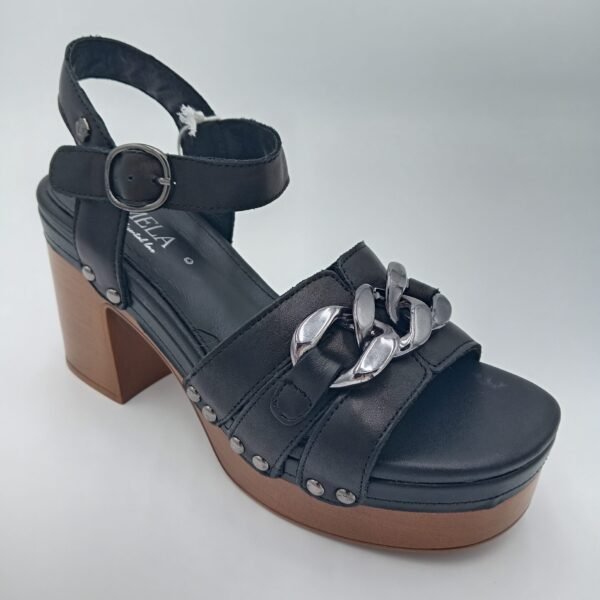 Sandales Carmela Cuir Noir Femme – Talon 10 cm – Pointure 40