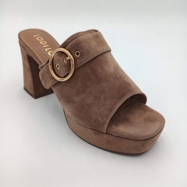 Mules LODI Daim Taupe Femme – Talon 10 cm – Pointure 40