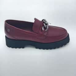 Alternative view of Mocassins Carmela bordeaux en cuir avec chaîne métallique – Pointure 39