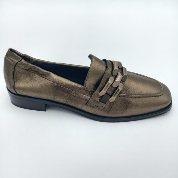 Mocassins cuir bronze femme Adige Jazz V7 Shinny Bronzo pointure 40 profil