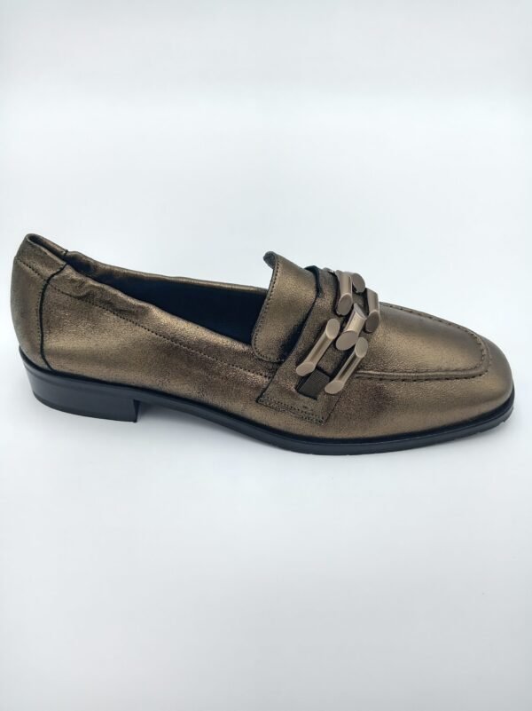 Mocassins cuir bronze femme Adige Jazz V7 Shinny Bronzo pointure 40 profil