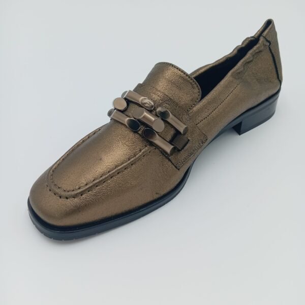Mocassins cuir bronze femme Adige Jazz V7 Shinny Bronzo pointure 40 avant gache