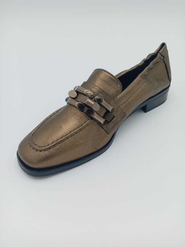 Mocassins cuir bronze femme Adige Jazz V7 Shinny Bronzo pointure 40 avant gache