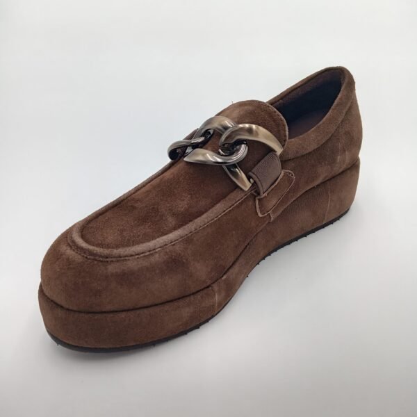 Mocassins velours marron femme Adige V4 Noix pointure 38 avant gauche