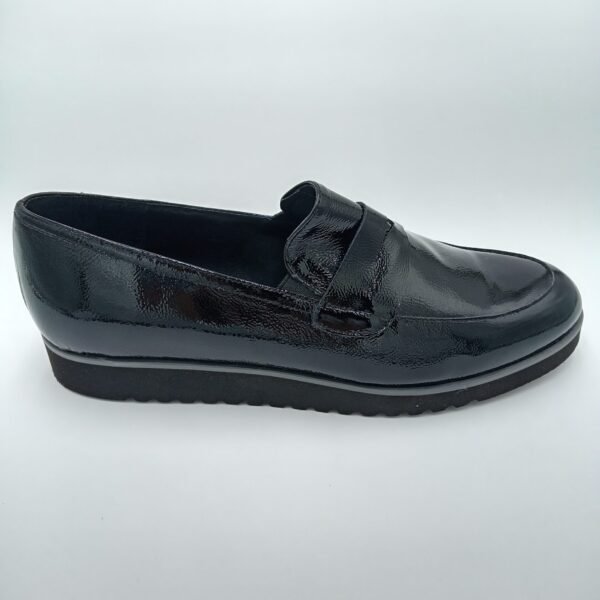 Mocassins vernis noir femme Rosewood Susi vue de profil