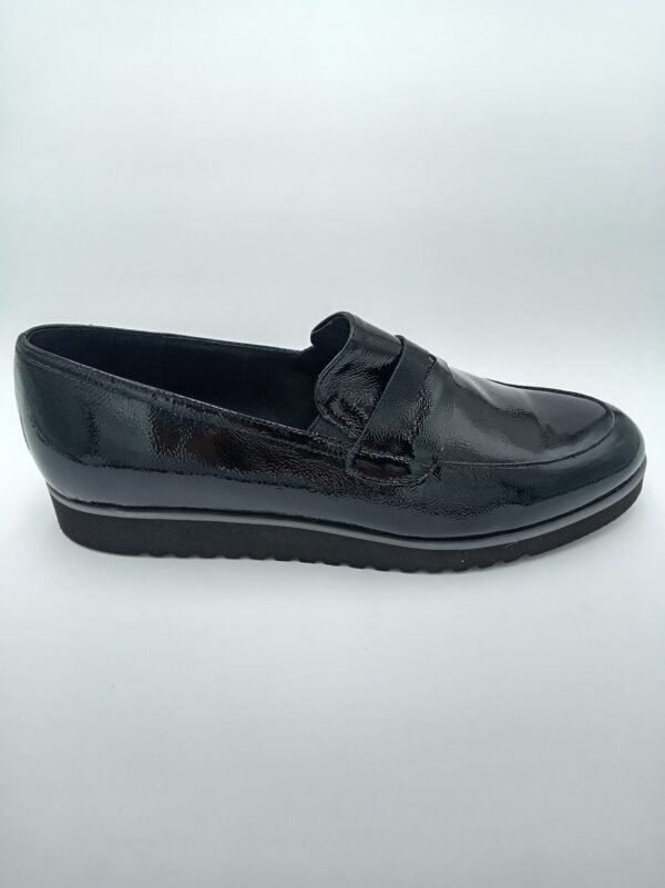 Mocassins vernis noir femme Rosewood Susi vue de profil