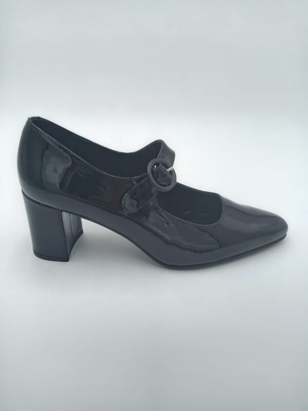Babies Rosewood Deborah cuir noir avec bride et boucle ronde