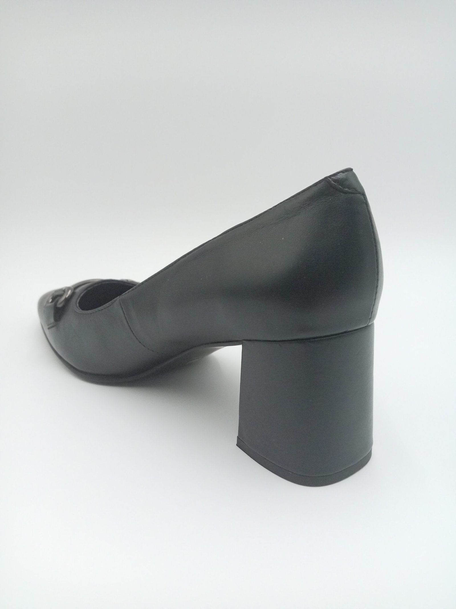 Arrière escarpins Rosewood Niko cuir noir à talon large