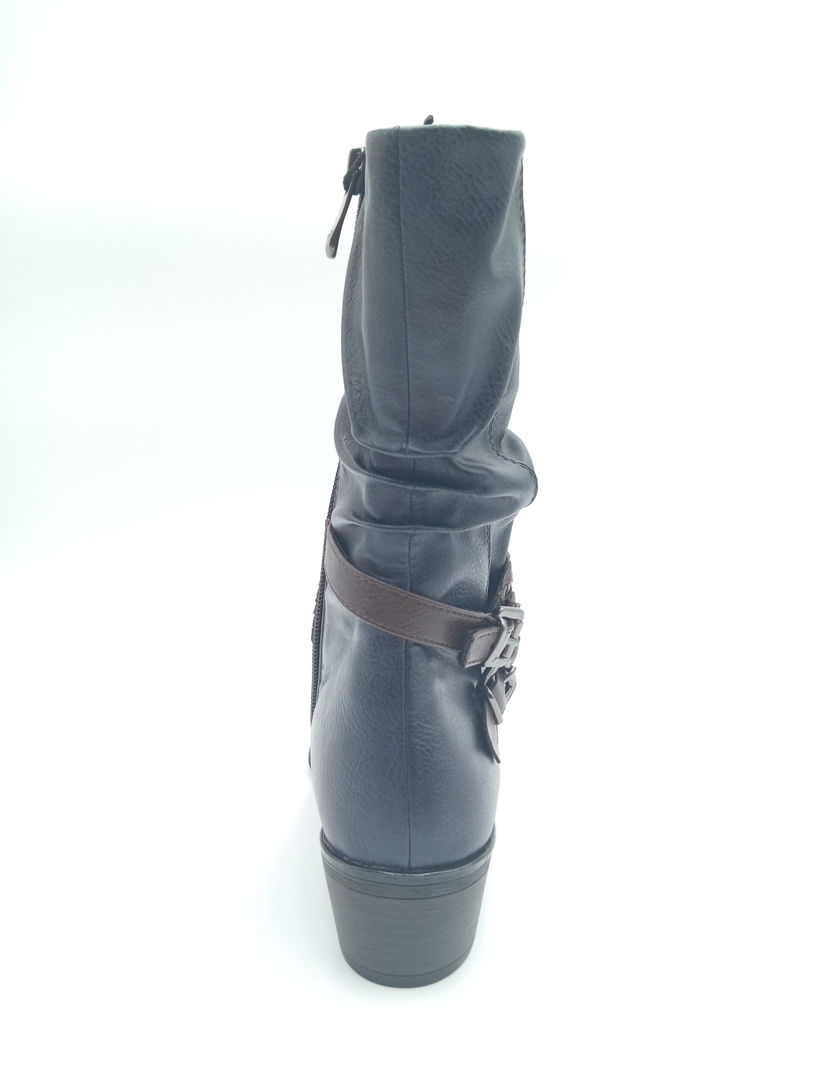 Bottines bleu marine femme Marco Tozzi à brides marron arrière