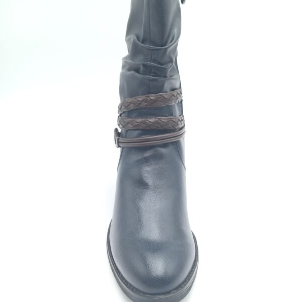Bottines bleu marine femme Marco Tozzi à brides marron dessus