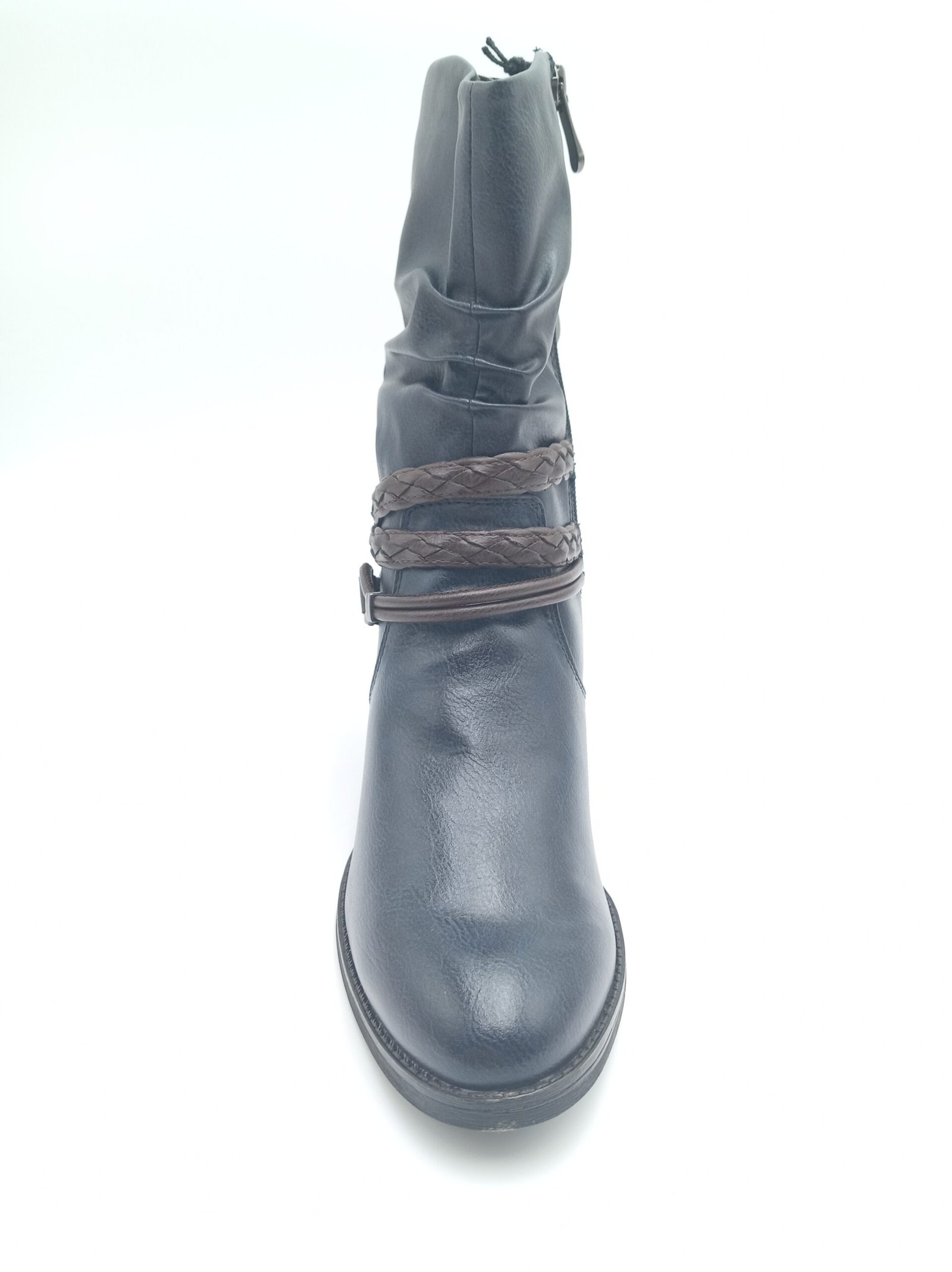 Bottines bleu marine femme Marco Tozzi à brides marron dessus