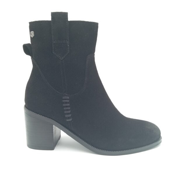 Bottines daim noir femme Carmela BN.SERR talon 7,5 cm profil