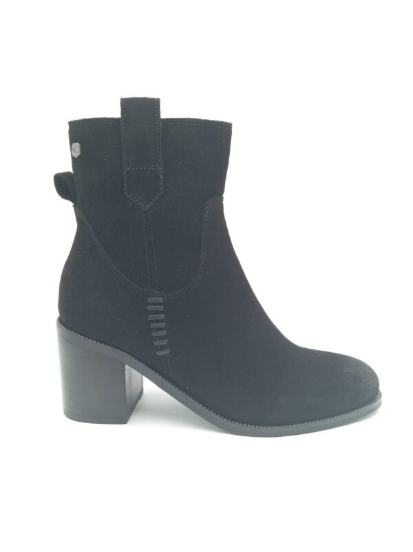 Bottines daim noir femme Carmela BN.SERR talon 7,5 cm profil