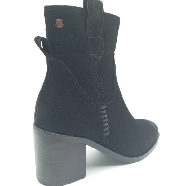 Bottines daim noir femme Carmela BN.SERR talon 7,5 cm arrière droit