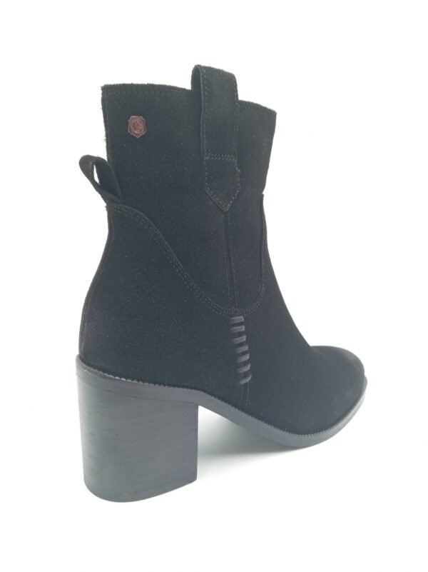 Bottines daim noir femme Carmela BN.SERR talon 7,5 cm arrière droit