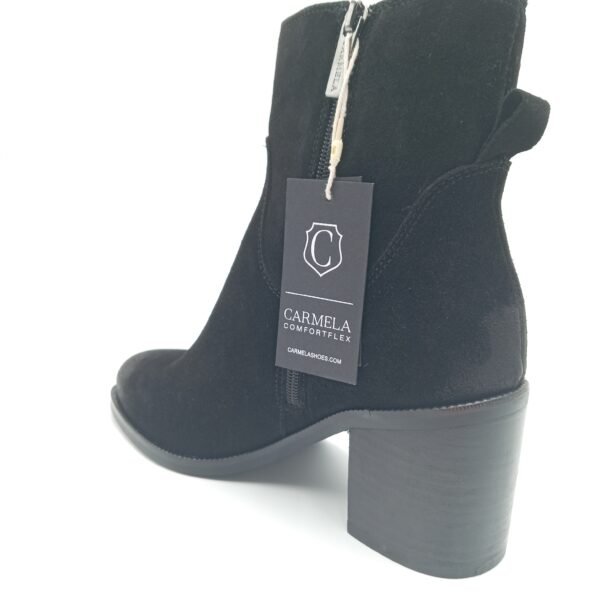Bottines daim noir femme Carmela BN.SERR talon 7,5 cm arrière gauche