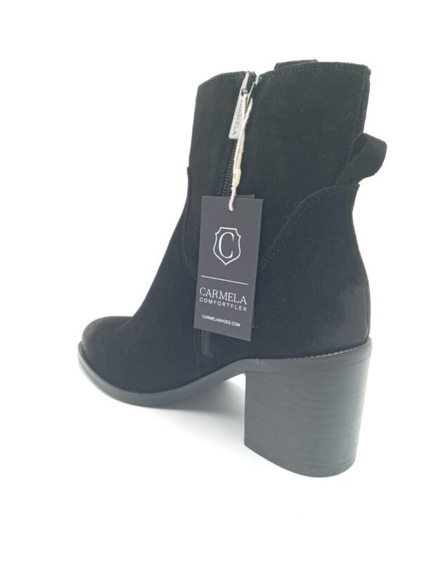 Bottines daim noir femme Carmela BN.SERR talon 7,5 cm arrière gauche