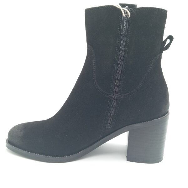 Bottines daim noir femme Carmela BN.SERR talon 7,5 cm profil opposé