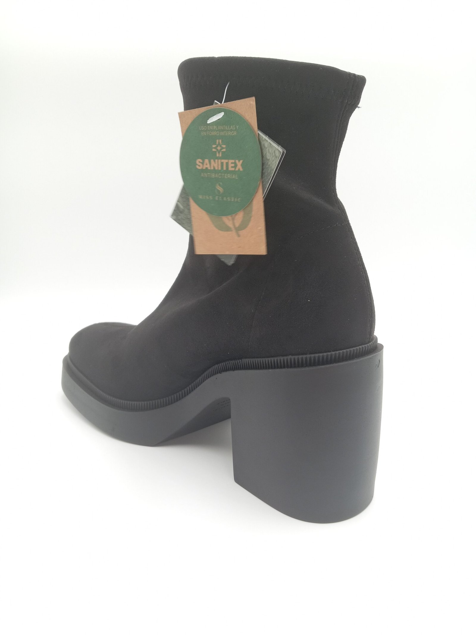 Bottines noires femme à talon Miss Elastic pointure 40 arrière gauche