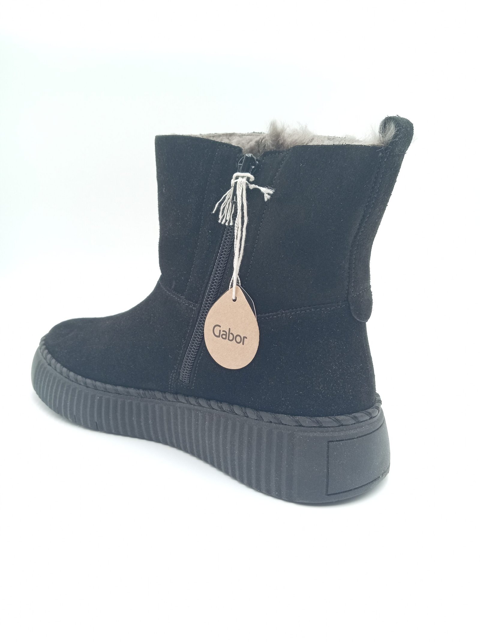 Bottines cuir noir fourrées femme Gabor pointure 39 arrière gauche
