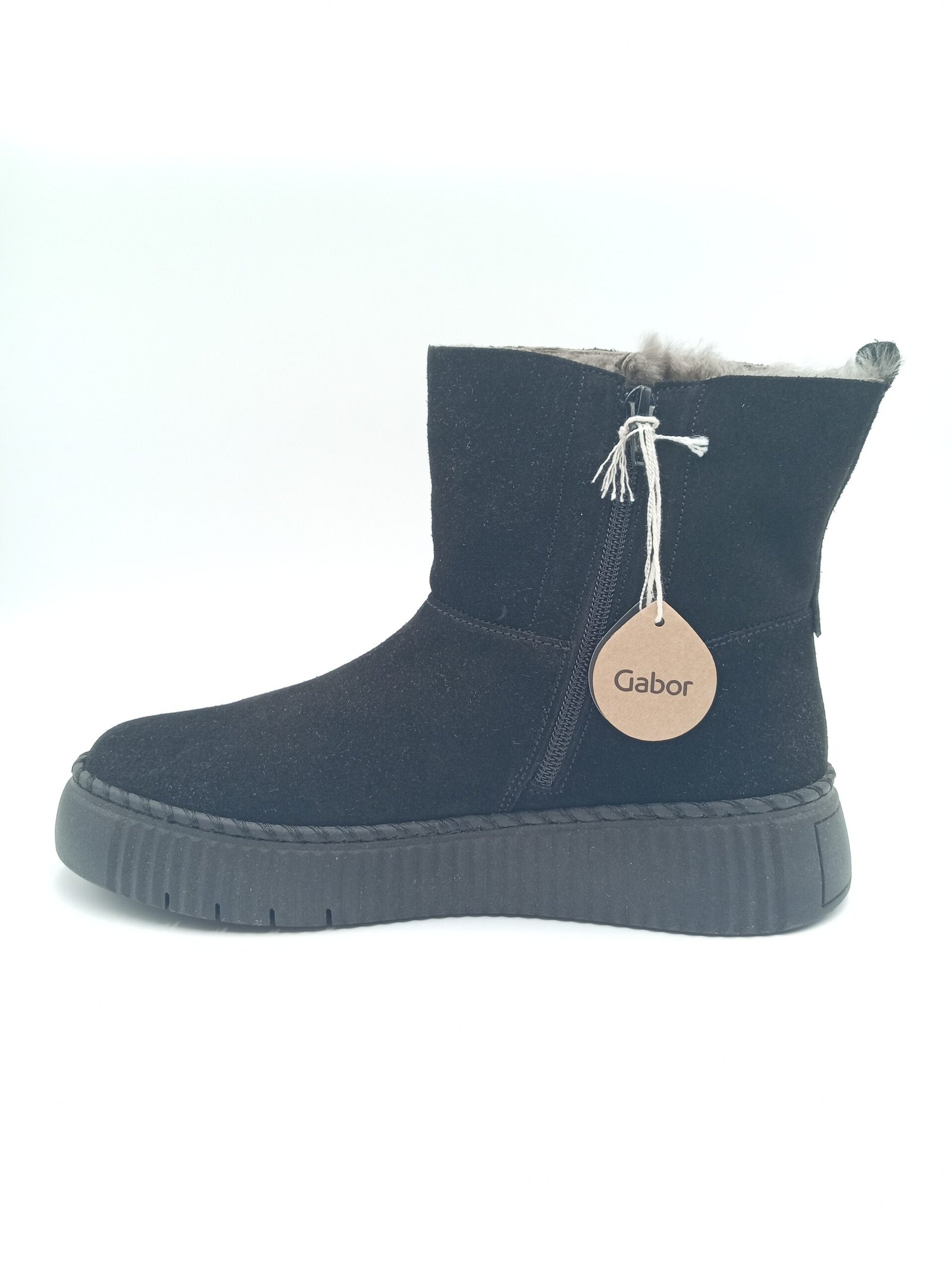 Bottines cuir noir fourrées femme Gabor pointure 39 profil opposé