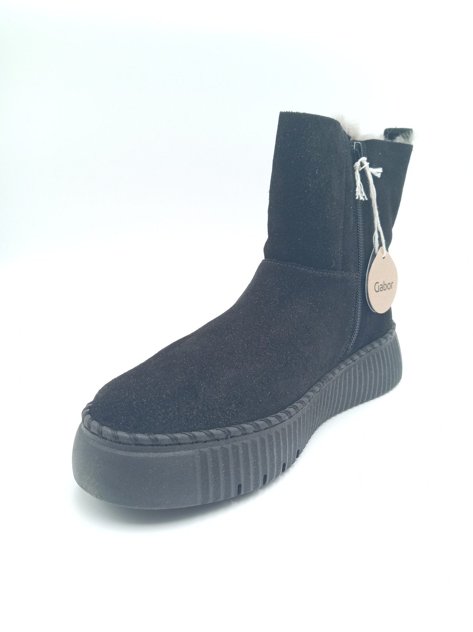 Bottines cuir noir fourrées femme Gabor pointure 39 avant gauche