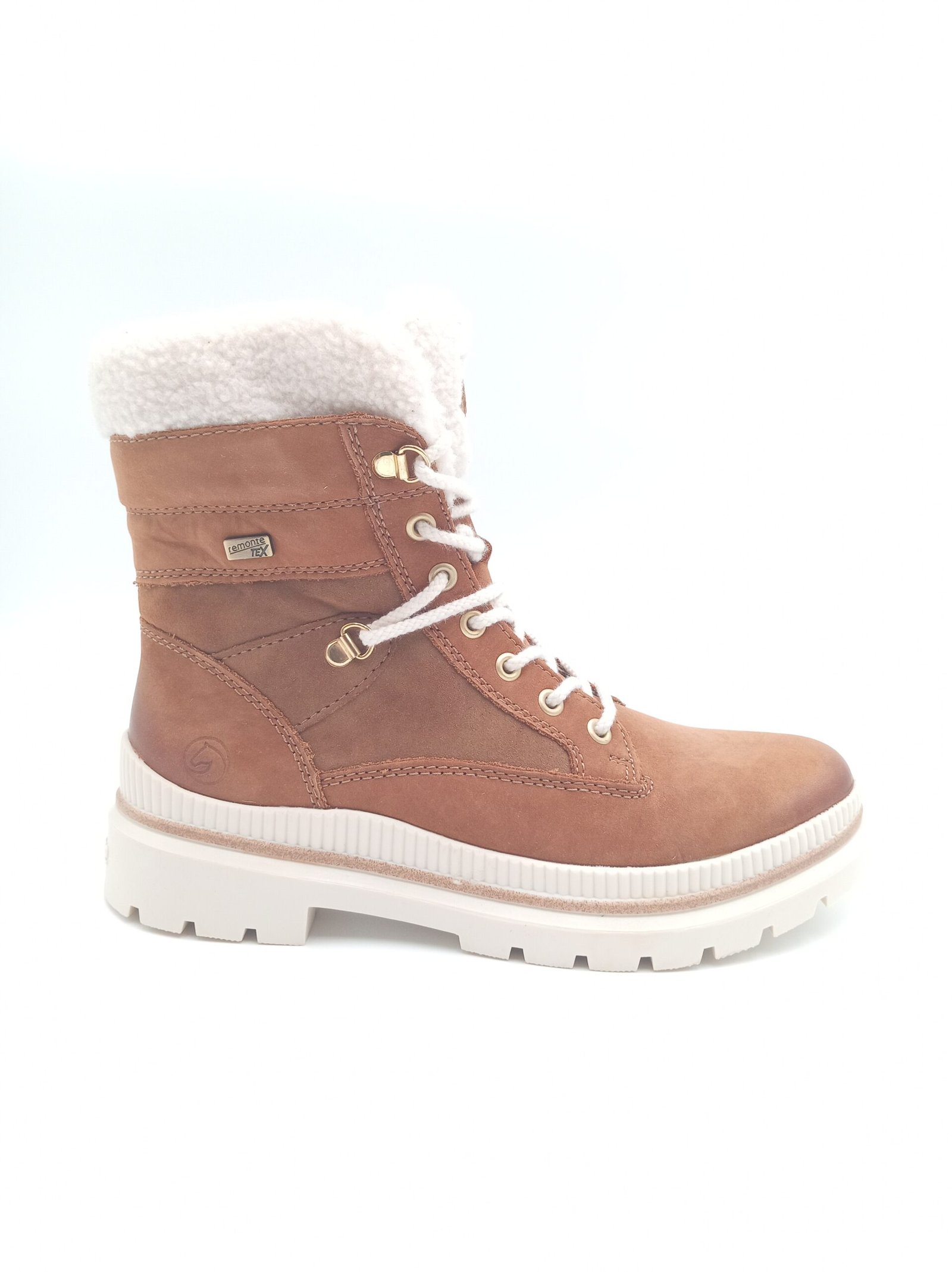 Bottines cuir camel fourrées femme Remonte pointure 39 profil