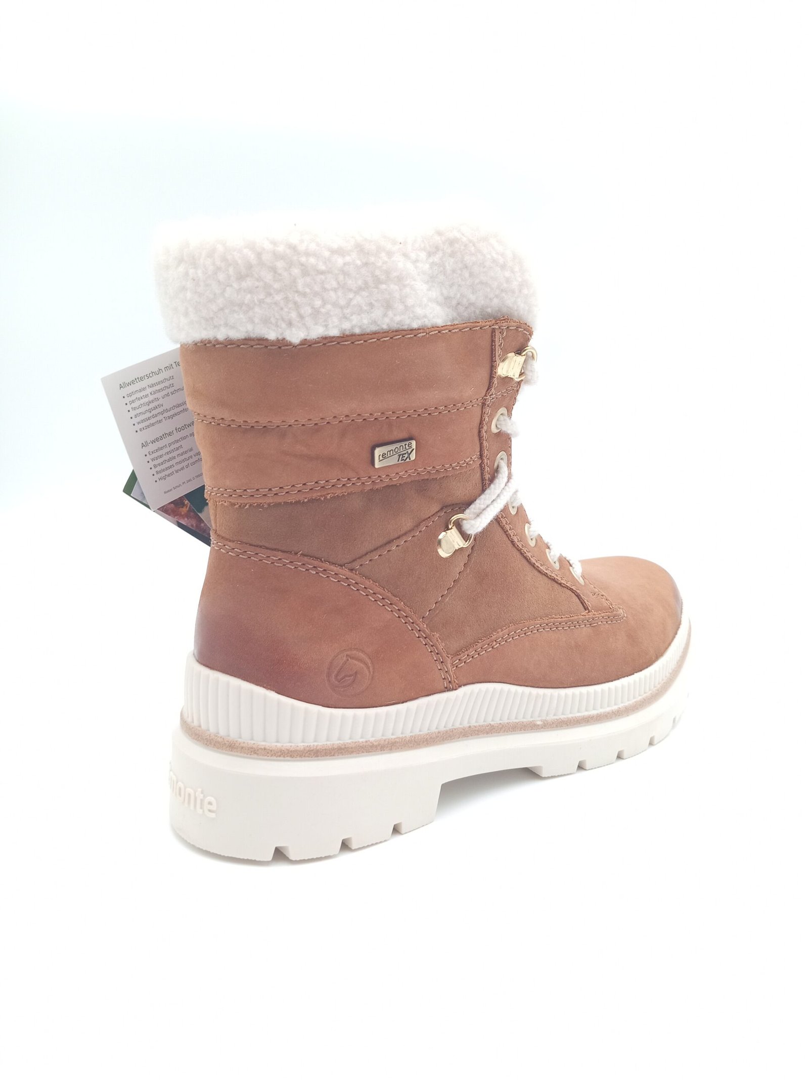 Bottines cuir camel fourrées femme Remonte pointure 39 arrière droit
