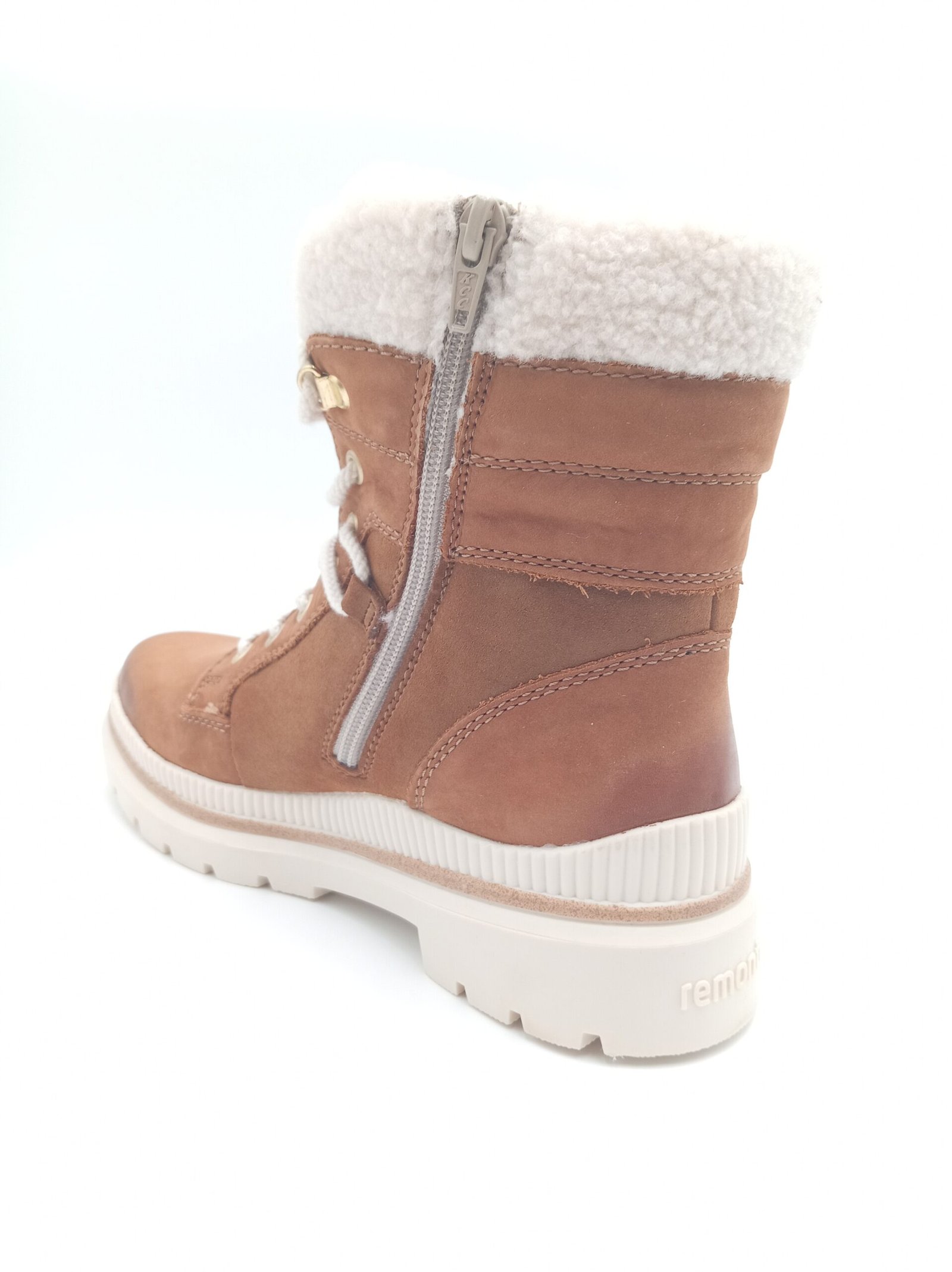 Bottines cuir camel fourrées femme Remonte pointure 39 arrière gauche