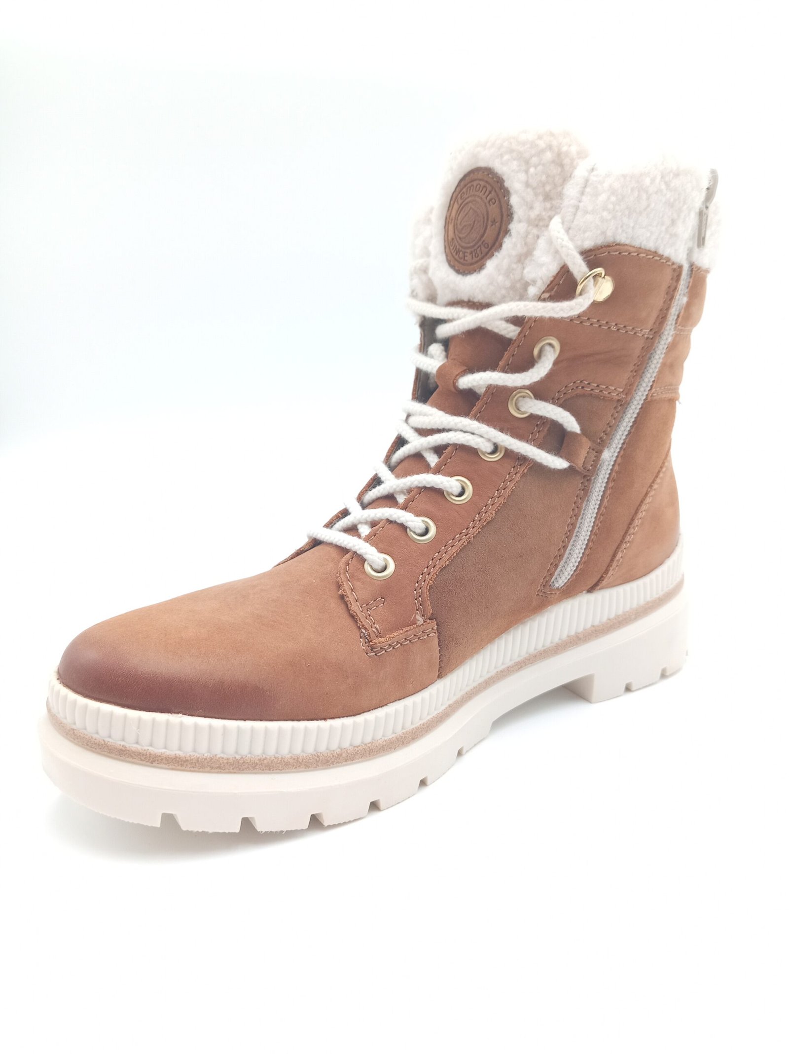 Bottines cuir camel fourrées femme Remonte pointure 39 avant gauche