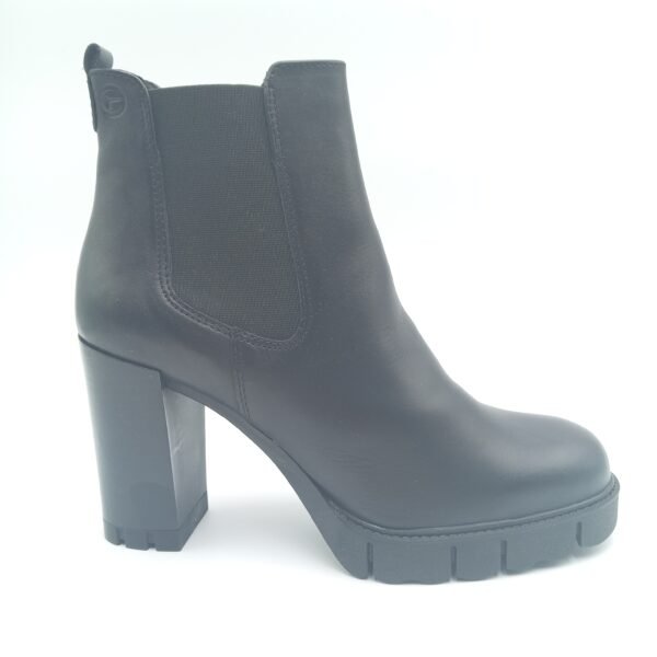 Bottines cuir noir à talon femme Tamaris pointure 40 profil