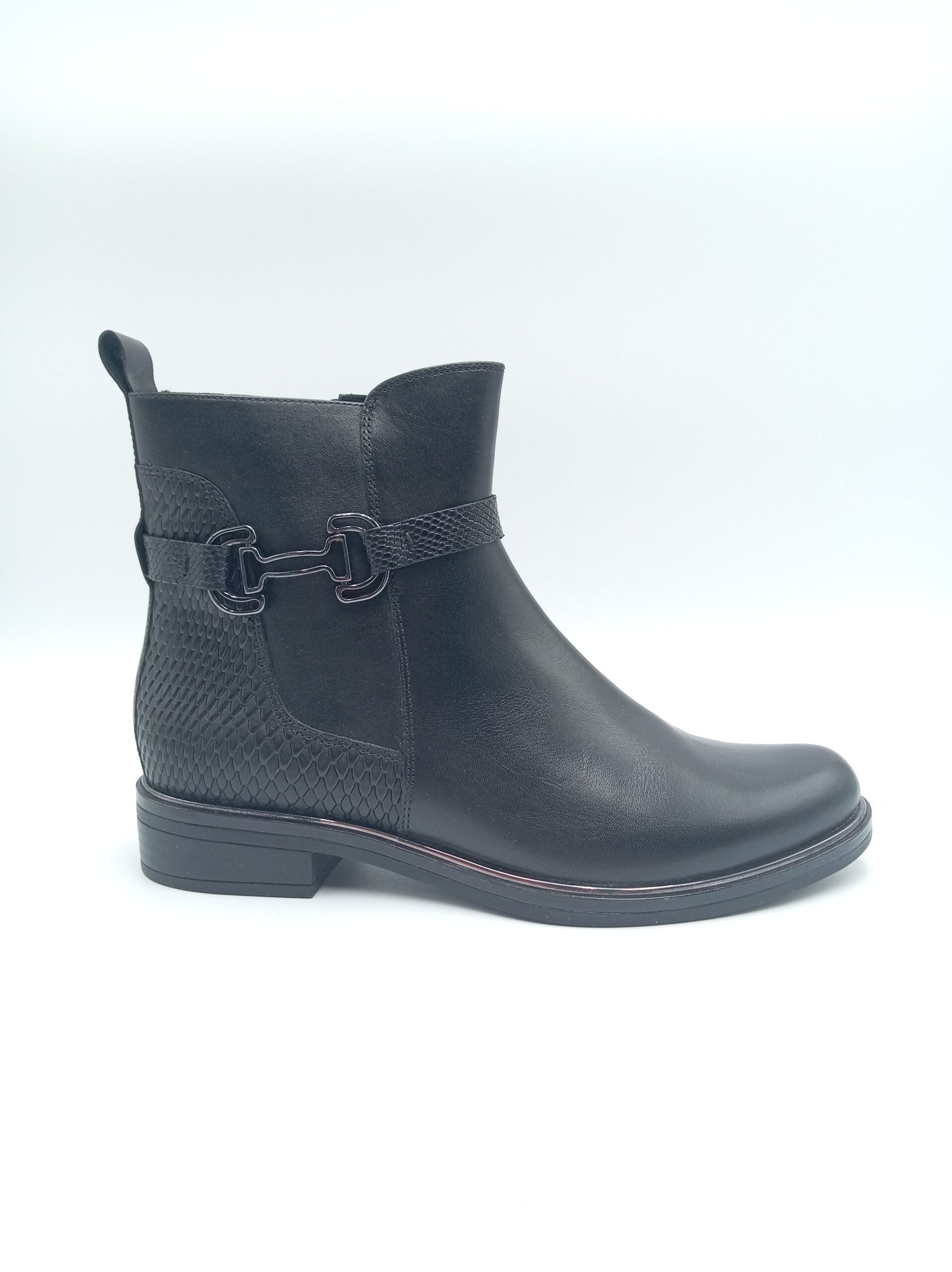 Bottines cuir noir femme Caprice Kania pointure 39 profil