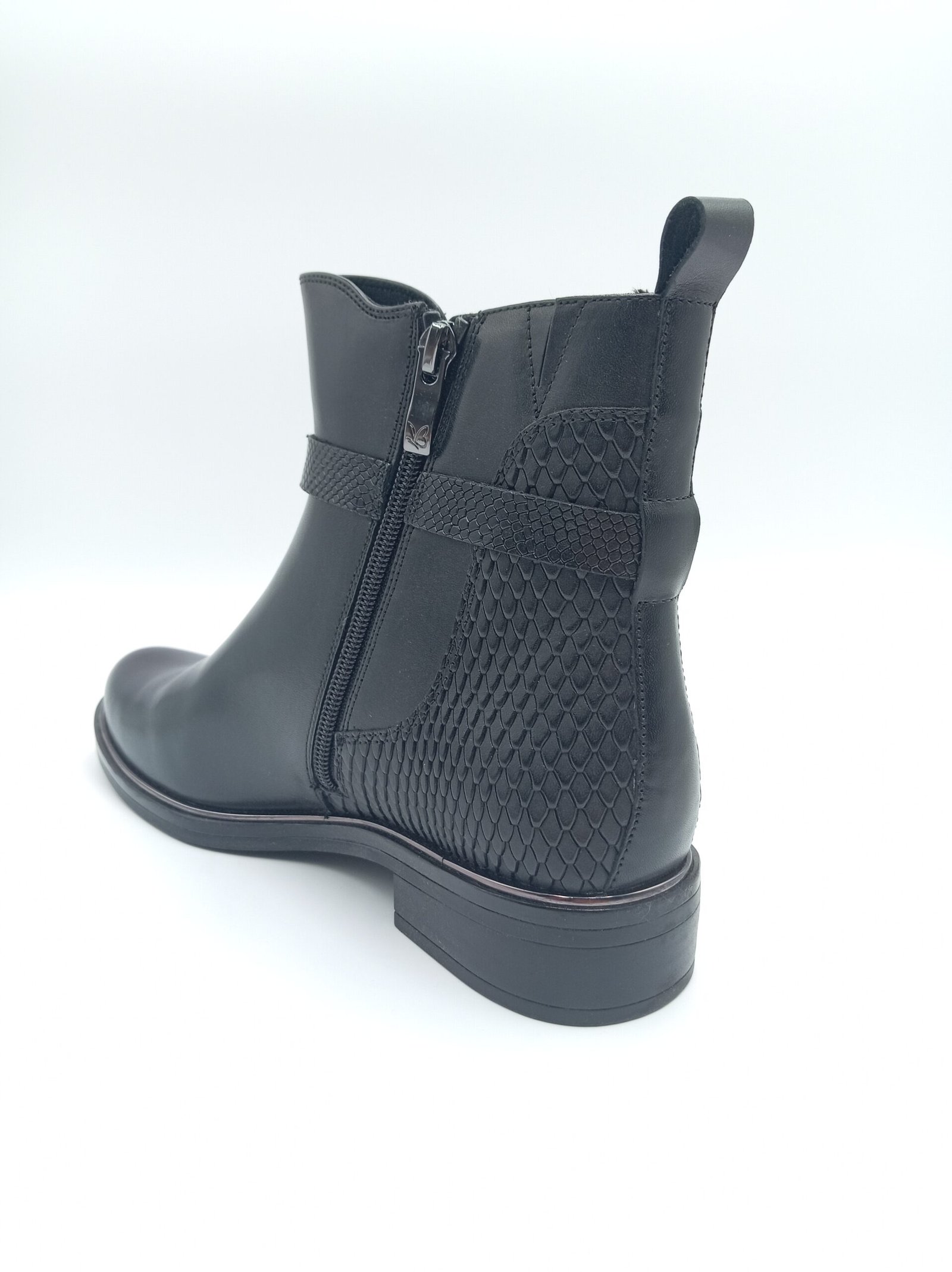 Bottines cuir noir femme Caprice Kania pointure 39 arriere gauche