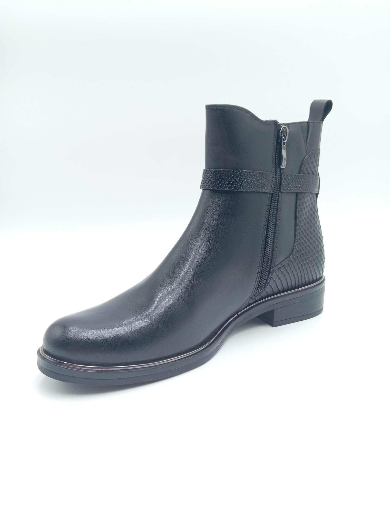 Bottines cuir noir femme Caprice Kania pointure 39 avant gauche