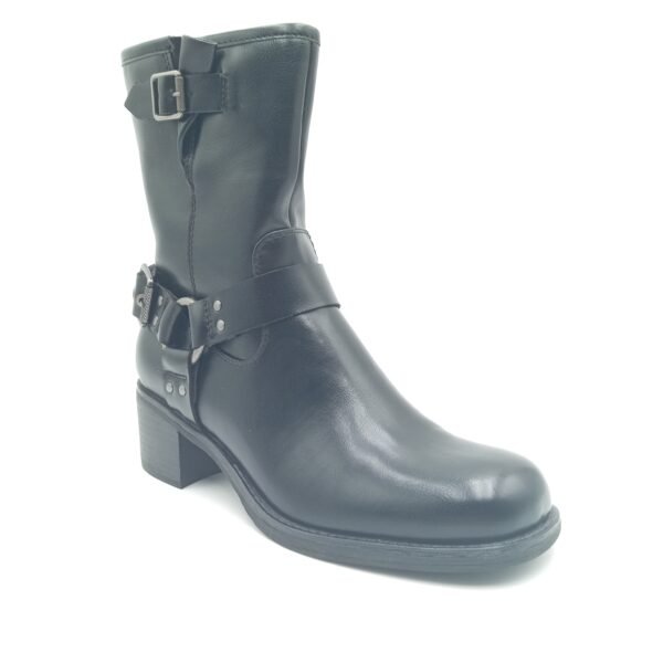Bottines Marco Tozzi noires biker femme pointures 38 39 et 40