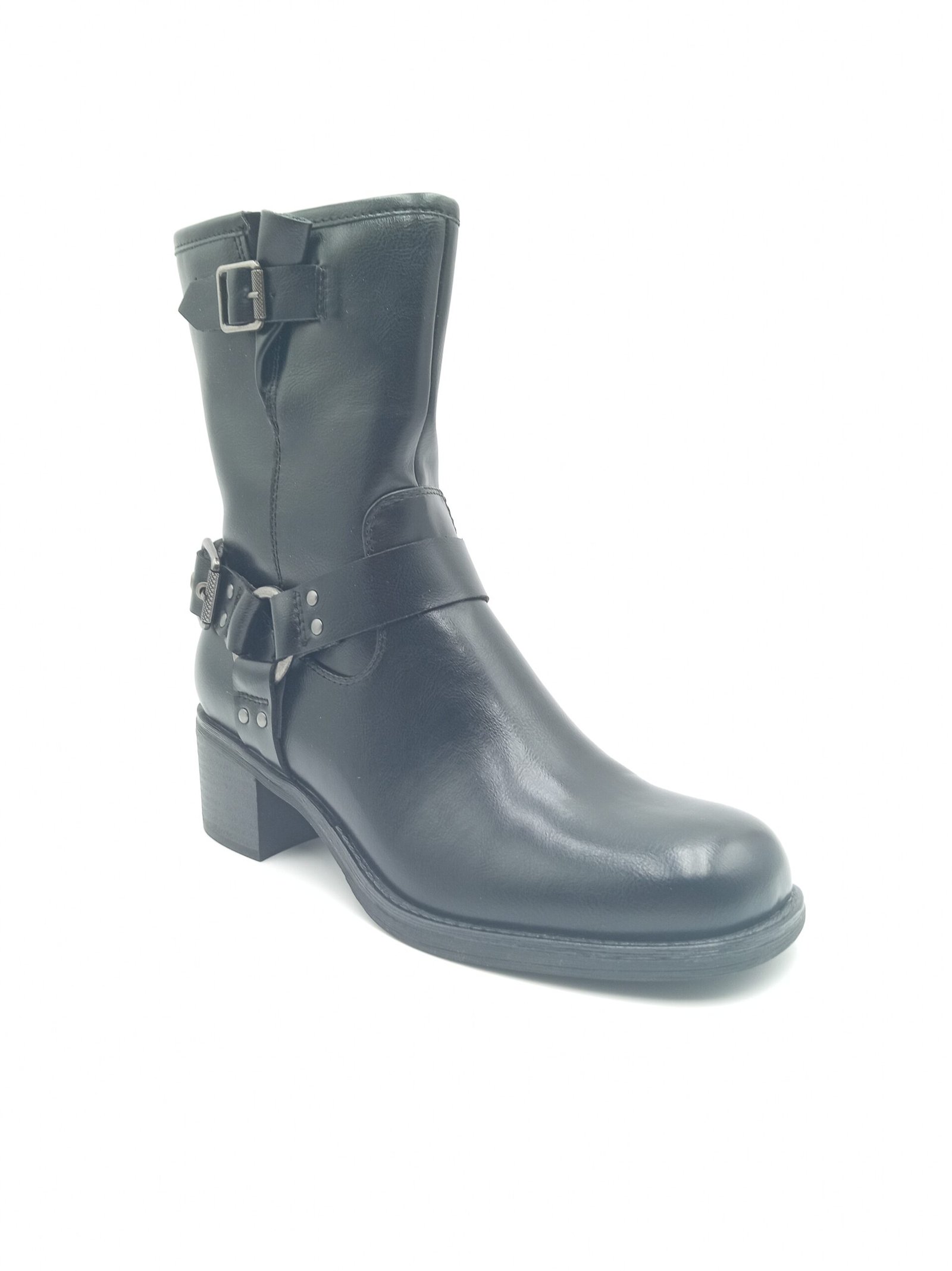 Bottines Marco Tozzi noires biker femme pointures 38 39 et 40