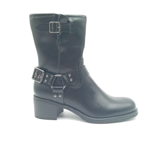 Bottines noires biker femme Marco Tozzi pointures 38 39 et 40 profil
