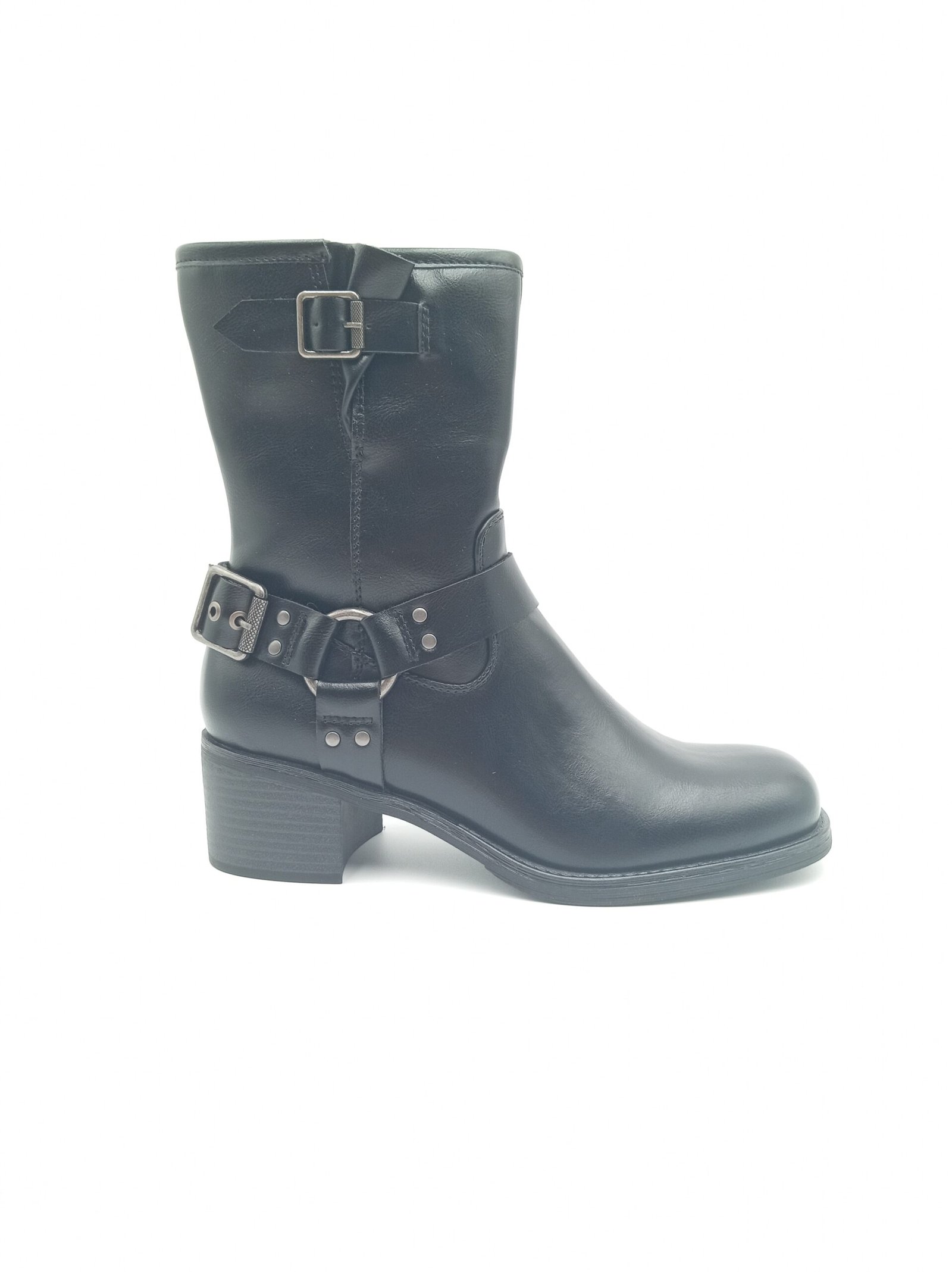 Bottines noires biker femme Marco Tozzi pointures 38 39 et 40 profil