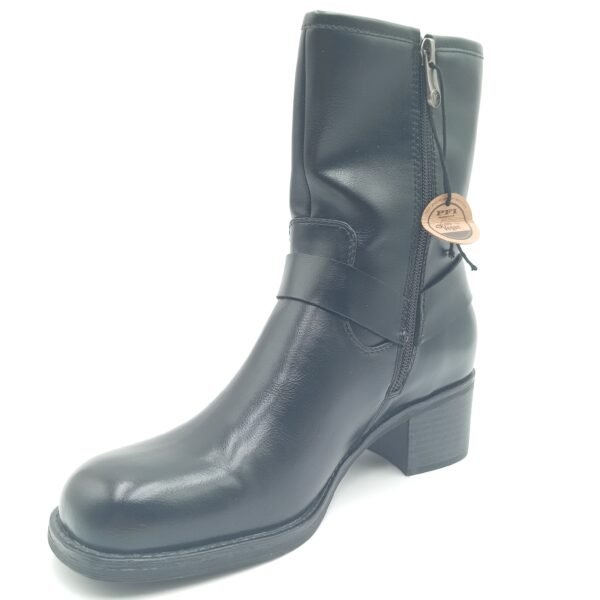Bottines noires biker femme Marco Tozzi pointures 38 39 et 40 avant gauche