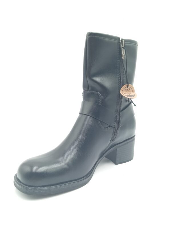 Bottines noires biker femme Marco Tozzi pointures 38 39 et 40 avant gauche