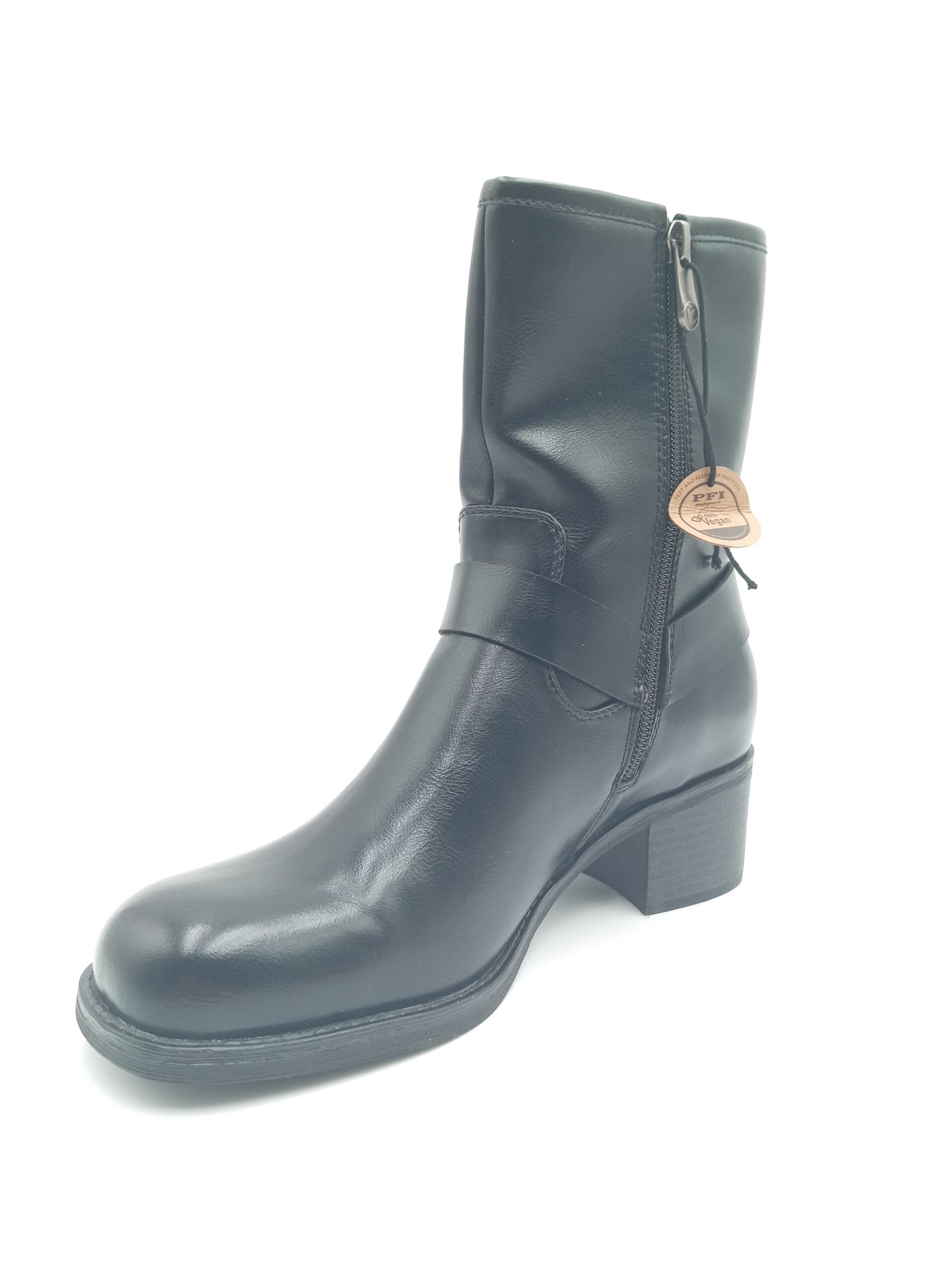Bottines noires biker femme Marco Tozzi pointures 38 39 et 40 avant gauche
