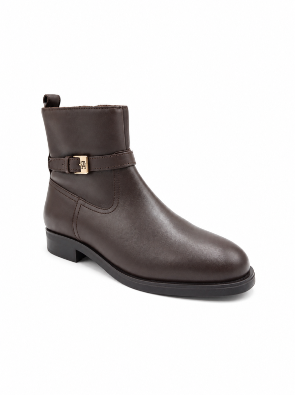 Bottines Tommy Hilfiger cuir marron femme